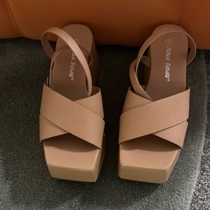 Public Desire Platform Sandals Cream